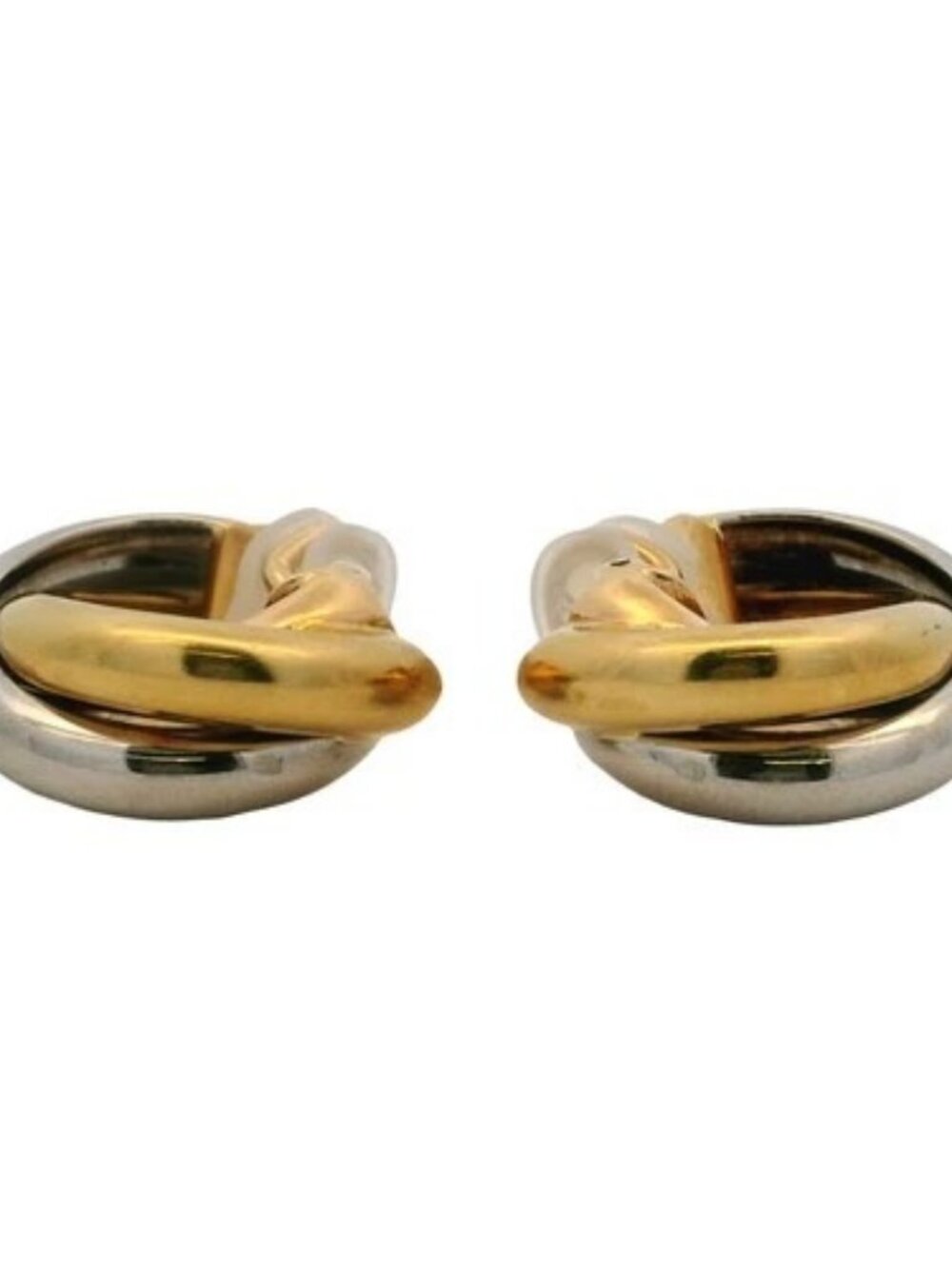 Vintage Cartier Solid Tri Tone 18kt Gold Trinity Twist Clip On Earrings